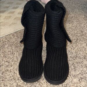 UGG Cardy Sweater Black Knit Ankle Boots